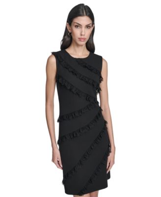 Petite Asymmetrical Ruffle Detail Sleeveless Dress