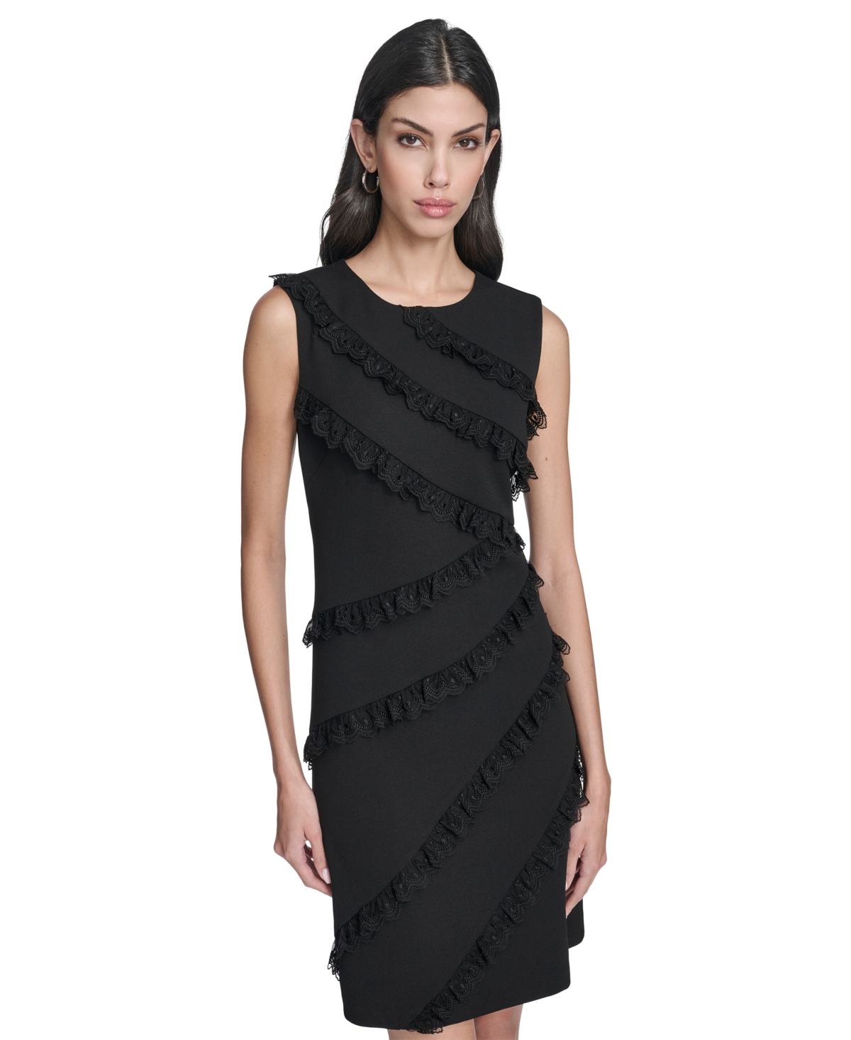 Eliza J Petite Asymmetrical Ruffle Detail Sleeveless Dress