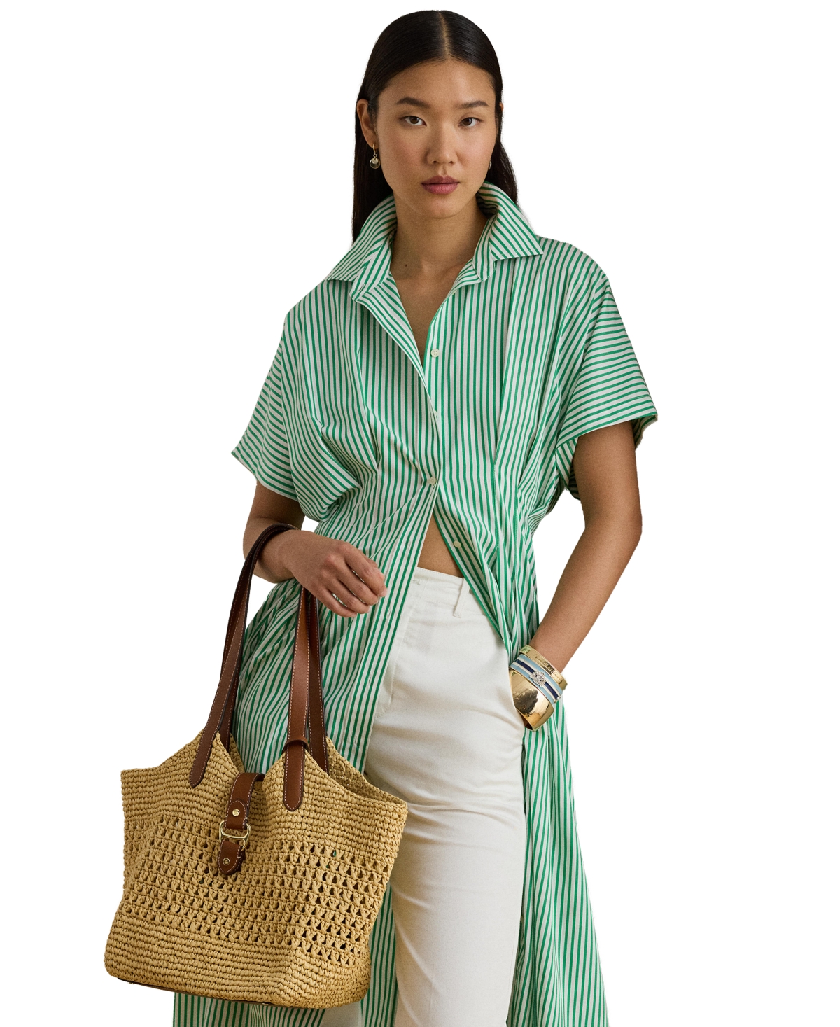 Lauren Ralph Lauren Tasha Large Woven Straw Tote Bag