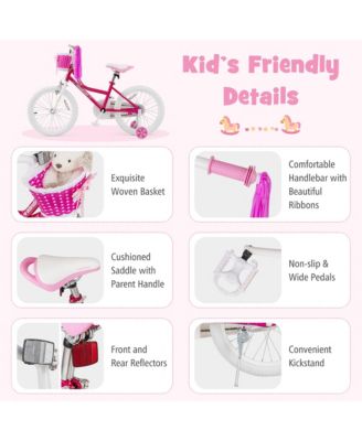18 Inch Kid's Bike Children's Bicycle w/ Removable Training Wheels Adjustable Seat