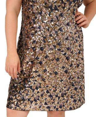 Plus Size Sequin Shirt Swing Short-Sleeve Dress