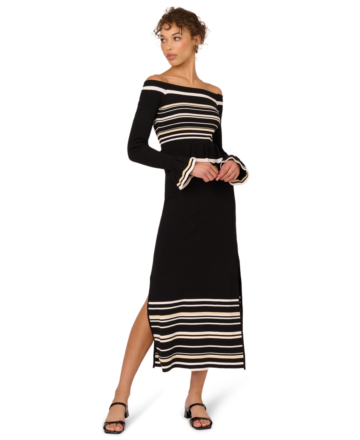 Adrianna Women's Off-the-shoulder Midi Dress In Black