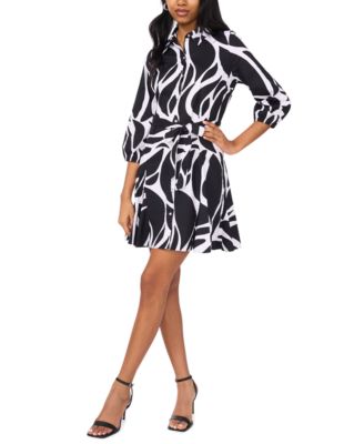 Petite Printed Fit and Flare Shirt Dress