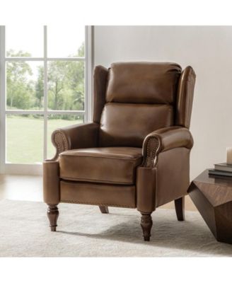 Genuine Leather Spindle Leg Volkert Traditional Manual Recliner