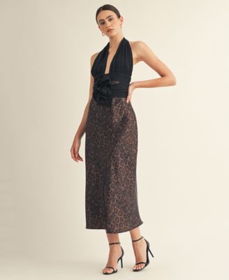 Women's Kessara Halter Wrap Bow Detail Midi Dress