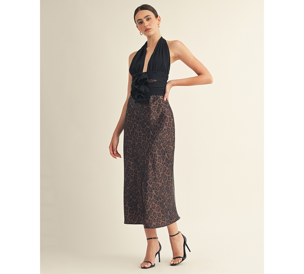 Arose Studio, Inc Women's Kessara Halter Wrap Bow Detail Midi Dress