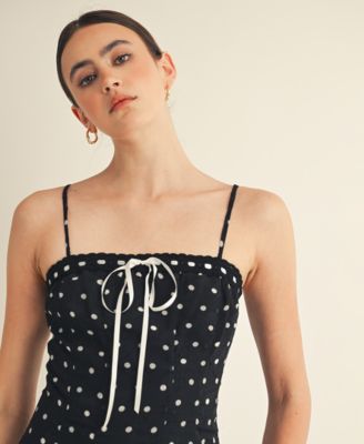 Women's Square Neck Ribbon Detail Long Dress