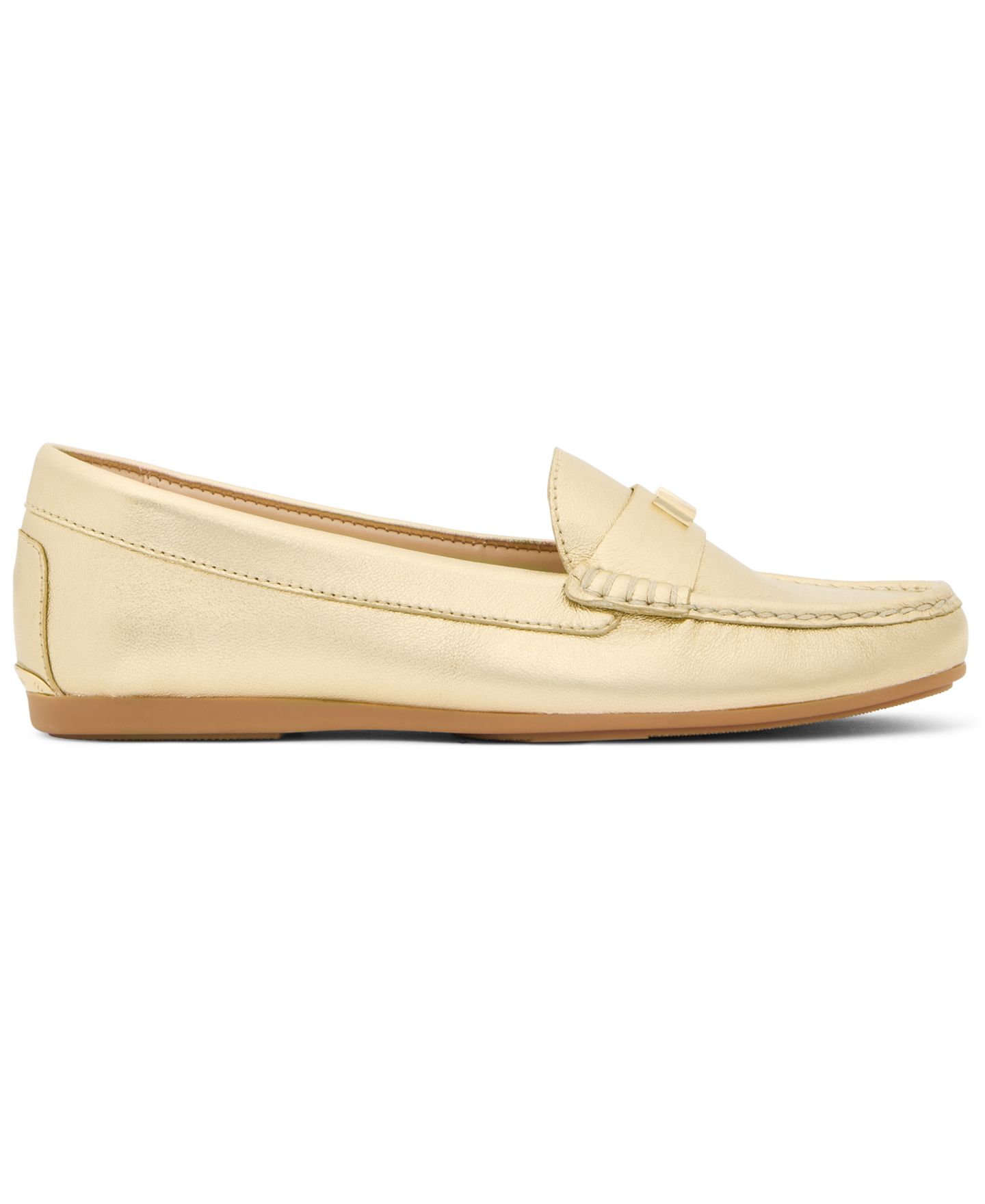 Женские туфли Michael Kors Melanie Moccasin, цвет: Золотой кожаный — фото 2