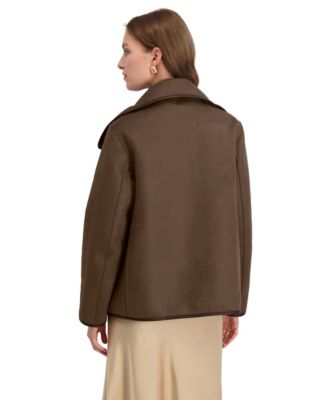 Women's Reversible Faux-Shearling Button-Front Coat