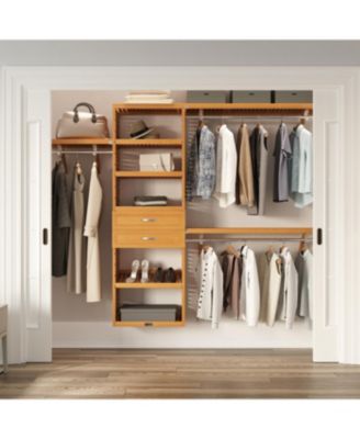 Solid Wood Walk-In Closet Organizer with 2 Drawers