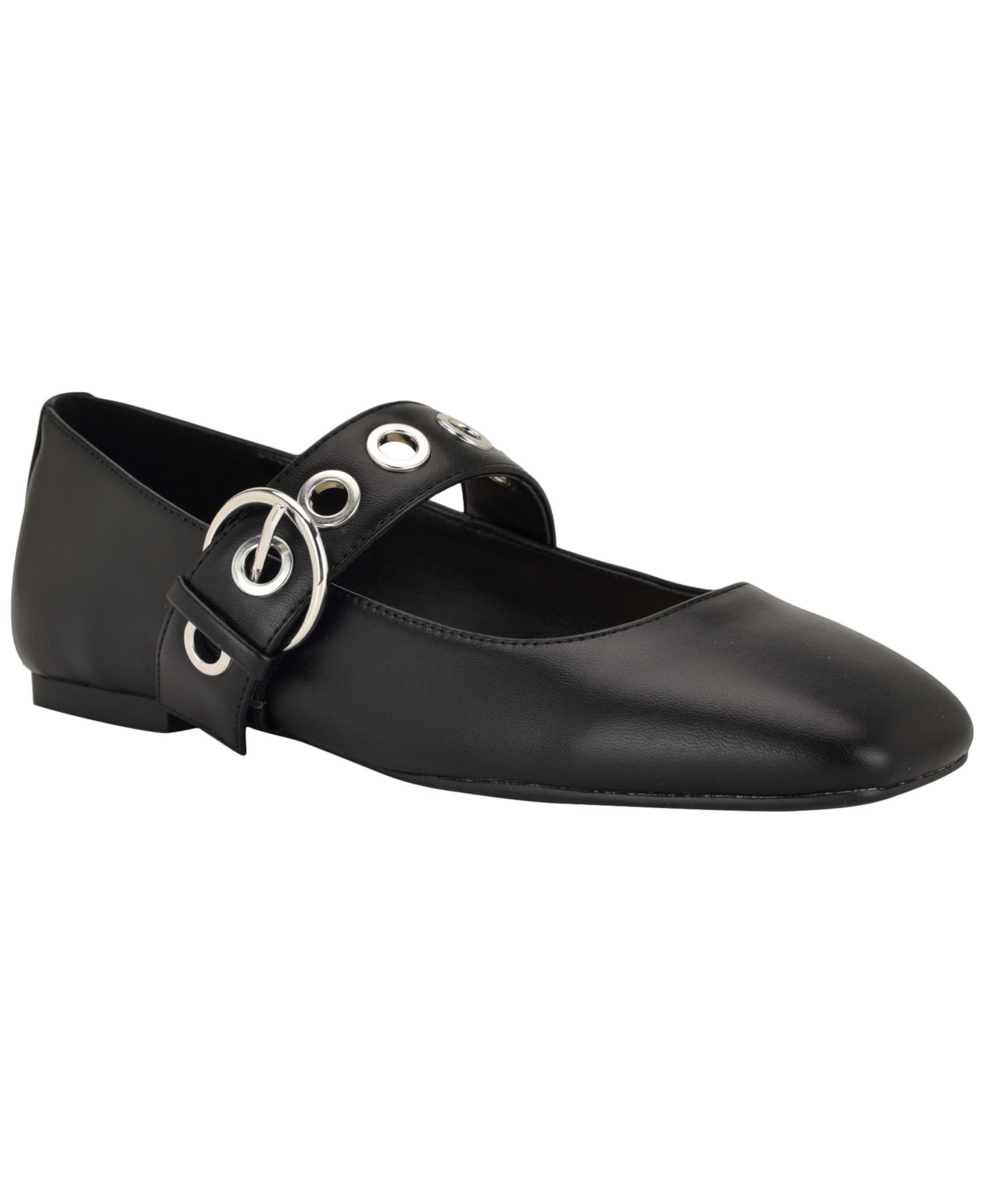 Женские балетки Nine West Kebba Mary Jane Square Toe Flats, цвет: Чёрный — фото 1