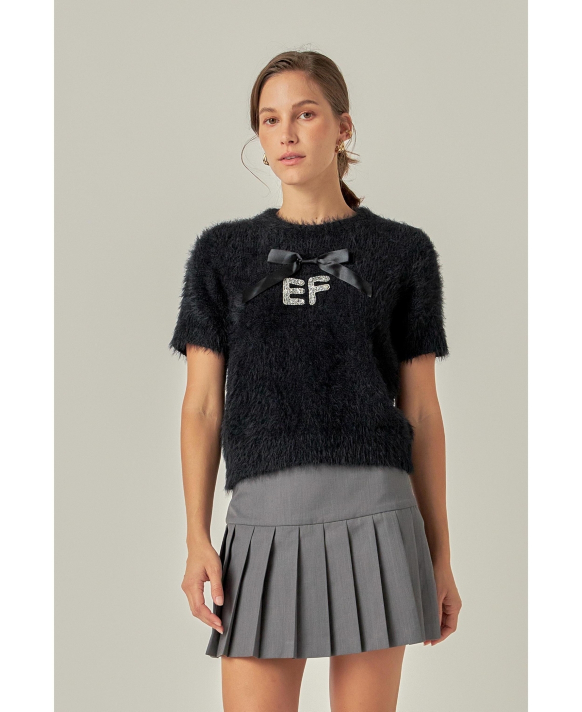 English Factory Women's Rhinestone Ef Logo Knit