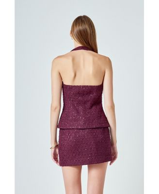 Women's Tweed Halter Vest