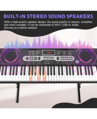 61-Key Electronic Keyboard Piano with Lighted Keys, Teaching Modes, Headphones, Stand