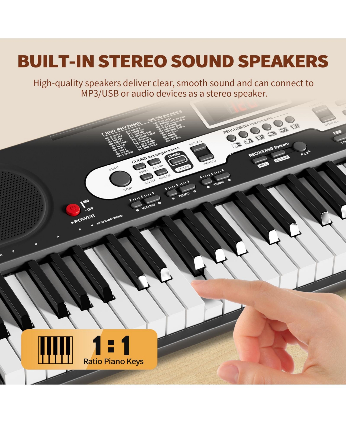 61 Key Electronic Keyboard Piano for Beginners Musical Keyboard with Piano Stand Lcd Screen and 3 Teaching Modes