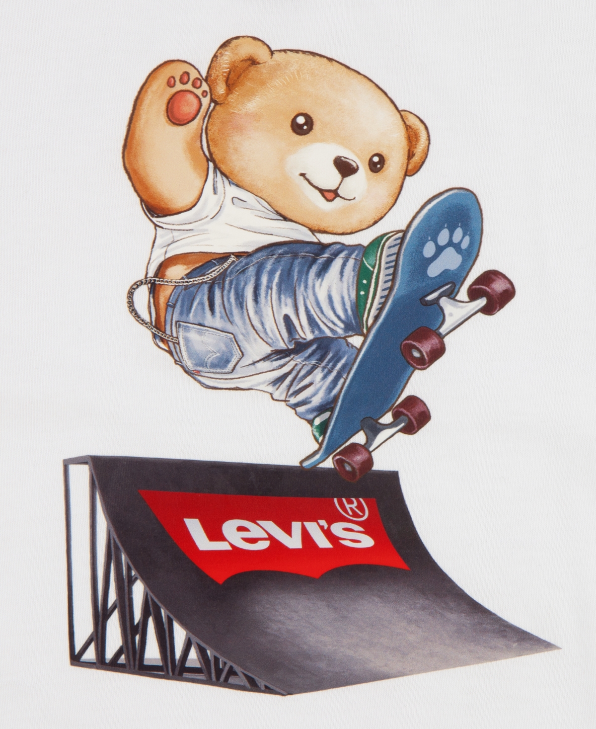 Levi's Boys Toddler 2T-4T Bear Skater T-Shirt and Denim Shorts, 2-Piece Set