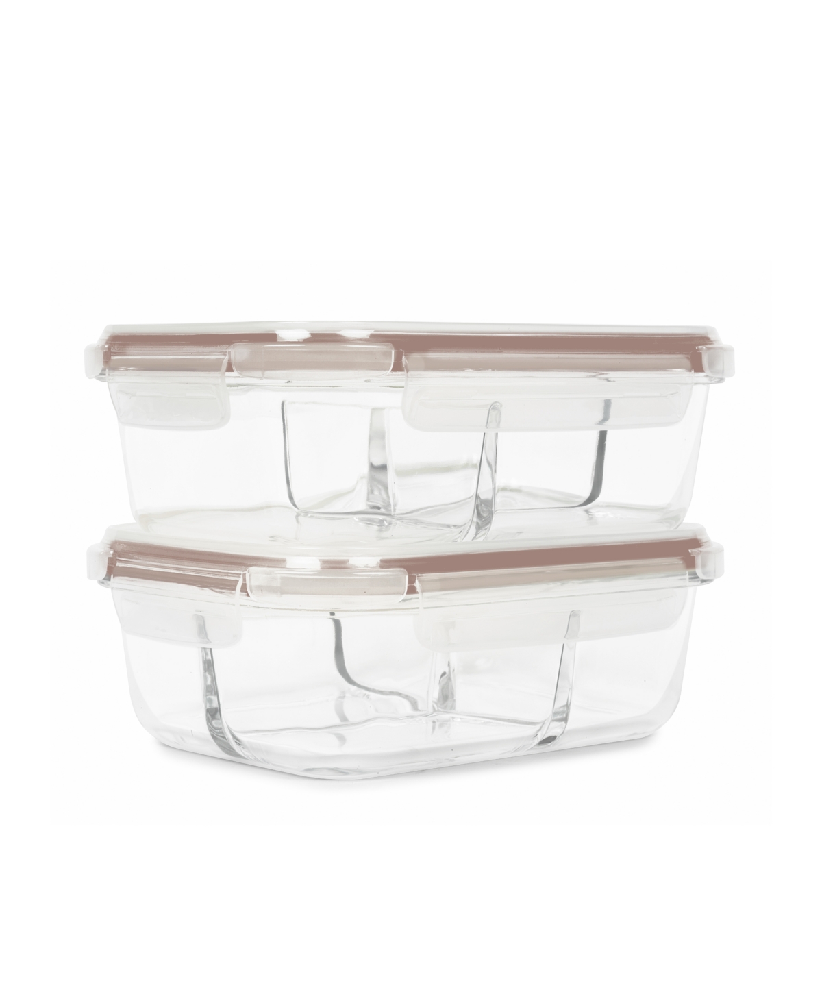 Sedona Kitchen 2-pack Divided Glass Storage Set In Brown