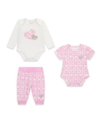 GUESS - Baby Girls' Short-Sleeve Bodysuit, Long-Sleeve Bodysuit and Sweatpants, 3-Piece Set