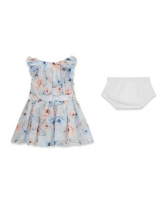 Baby Girls' Chiffon Sleeveless Dress with Matching Diaper Cover