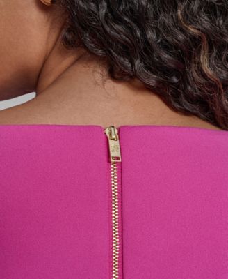 Plus Size 3/4-Sleeve Asymmetrical Neck Sheath Dress