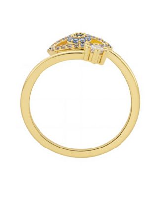 Cubic Zirconia Gold Plated Evil Eye Bypass Ring