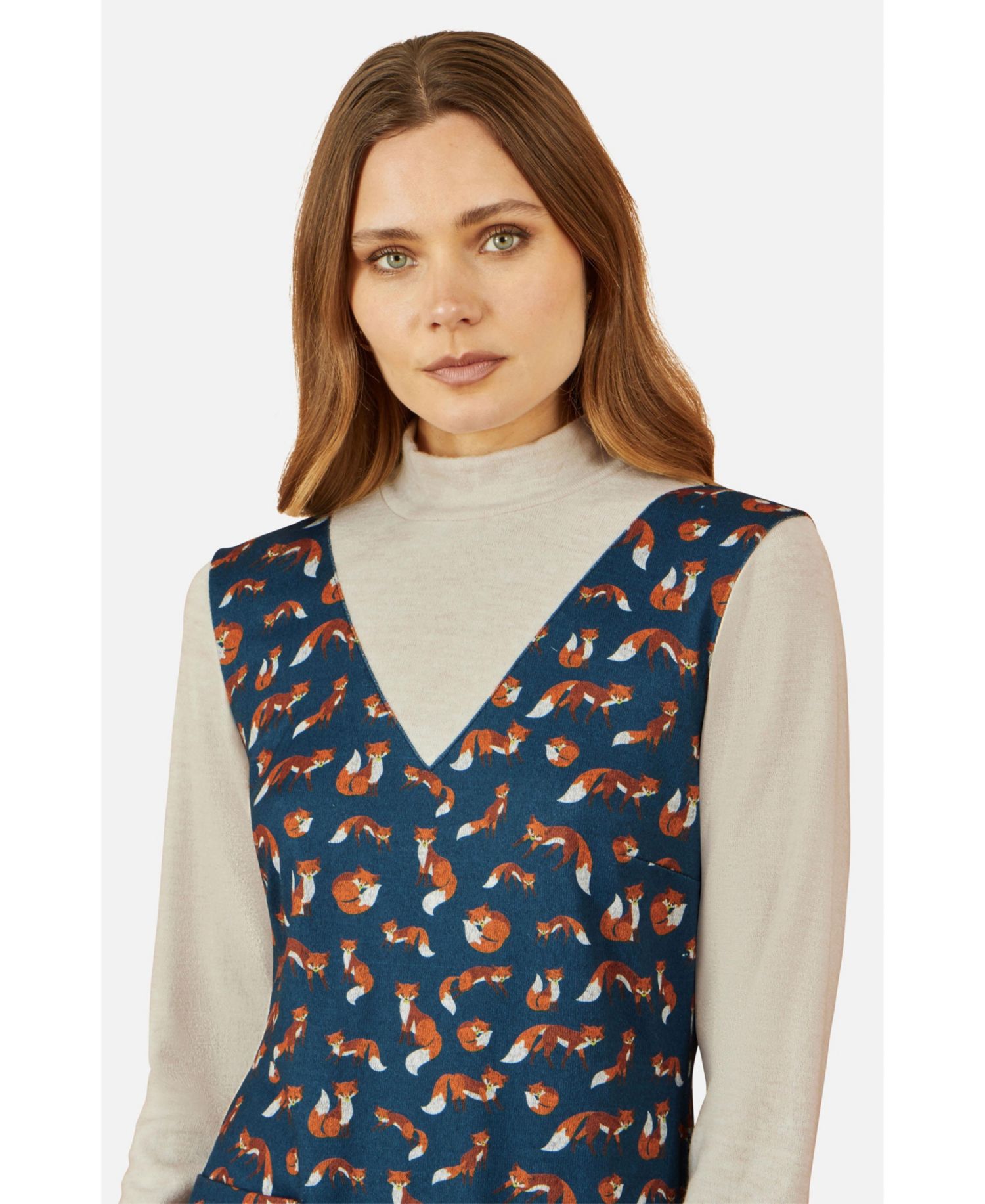 Women's Fox Long Sleeve Layered Tunic Dress