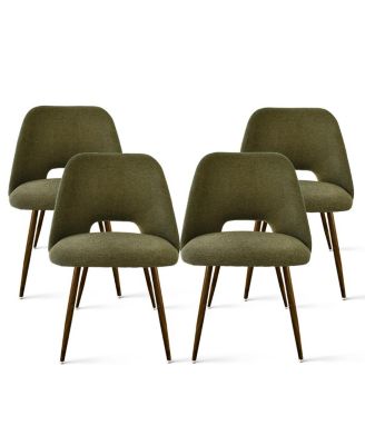 Modern 5-Piece Glass Top Dining Set for Small Spaces, 39.4'' Round Table with Fabric Chairs for Kitchen or Apartment-Maison Boucle