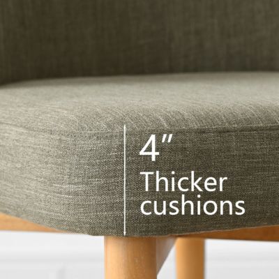 3-Piece Round Dining Table Set, 34.5'' MDF Wood Top with Metal Base and Upholstered Wood-Leg Chairs for Small Spaces-Maison Boucle