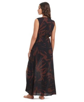 Women's Palm Breeze Wrap Front V-Neck Swim Dress, Macy's Exclusive