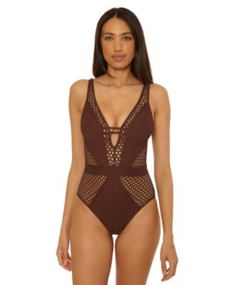Becca - Women's Castaway Fishnet One-Piece Swimsuit