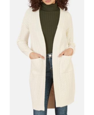 Women's Cable Knit Long Sleeve Long Cardigan