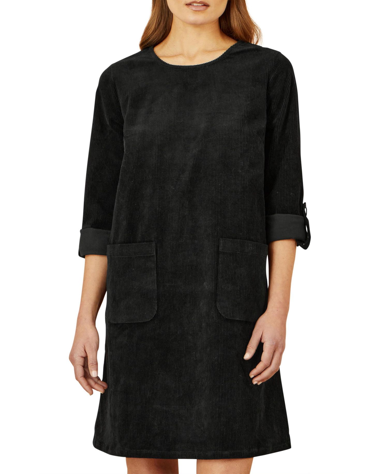 Women's Cord Tunic Dress With Pockets