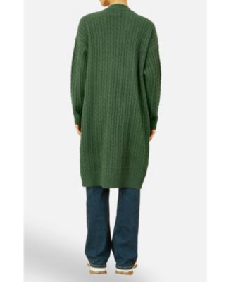 Women's Cable Knit Long Sleeve Long Cardigan