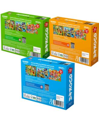 3x100 Pcs Puzzles for Kids - Park, Wild Africa, Construction