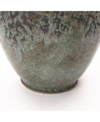 Antiqued Terracotta Jar Vase, Rustic 14.17-Inch Green & Brown Flower Holder