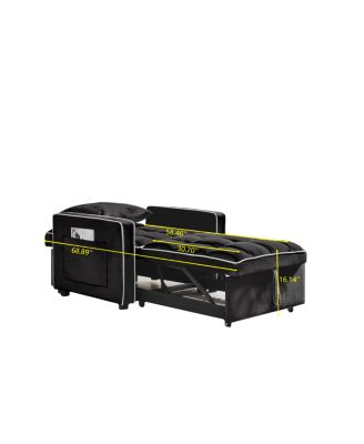 3-in-1 Convertible Velvet Chair Bed, Single Sleeper Sofa with Adjustable Backrest, Pull Out Bed & Side Pocket for Small Spaces