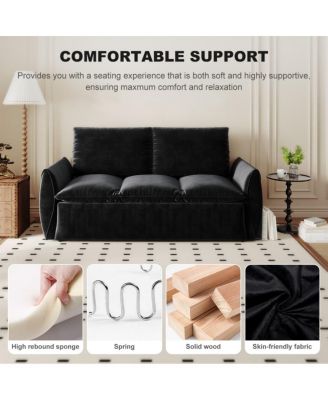 70.9" Pull Out Sofa Bed, 3-Seat Velvet Convertible Sleeper Couch with 2-in-1 Pillow Blanket Set for Living Room or Guest Room