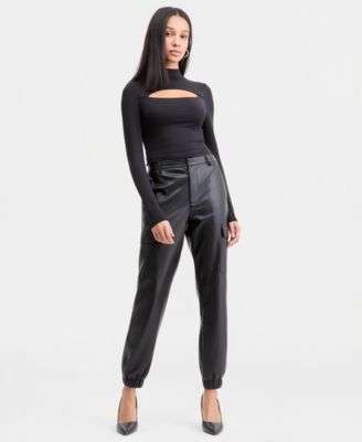 Bar III - Women's Ly Faux-Leather Jogger Pants