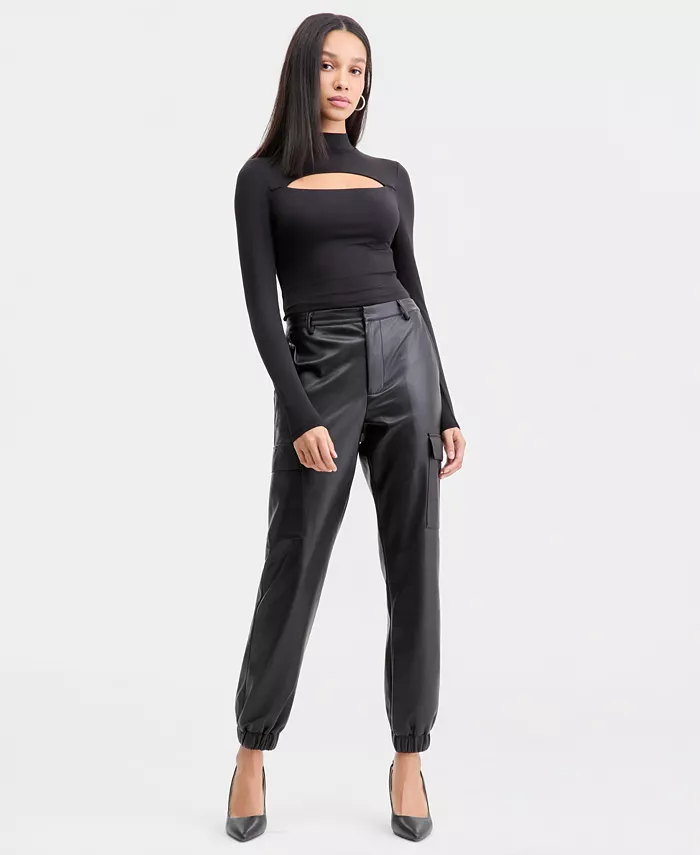 Women's Faux-Leather Jogger Pants