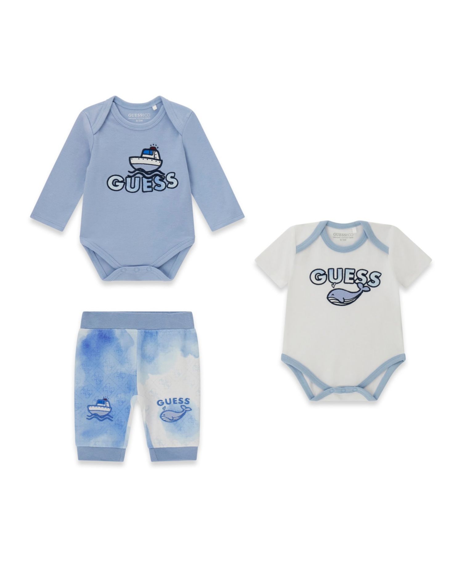 Baby Boys' Long-Sleeve Bodysuit, Short-Sleeve Bodysuit and Pants, 3-Piece Set