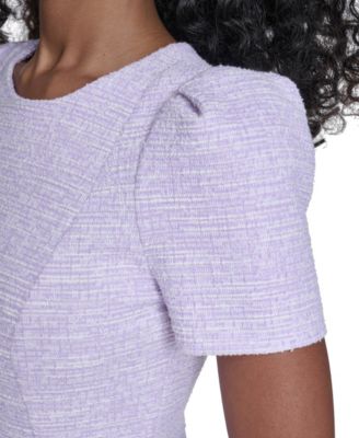 Women's Tweed Short-sleeve Sheath Mini Dress