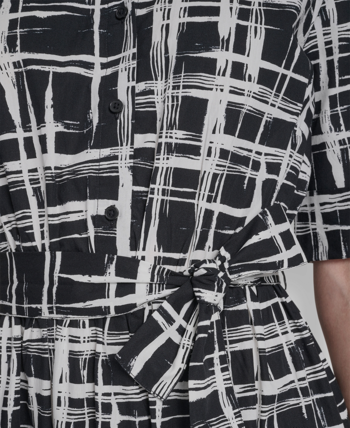 Dkny Women's 3/4-Sleeve Collared Neck Cotton Midi Shirtdress