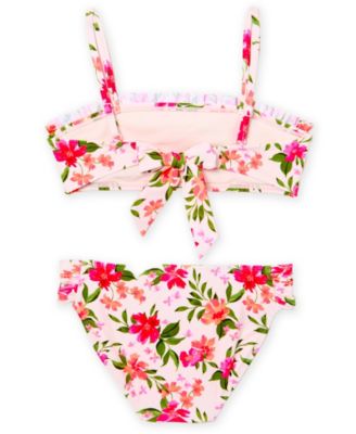 Girls' 7-16 Floral Garden Swim Square Neck Bikini Top and Bottom, 2-Piece Set