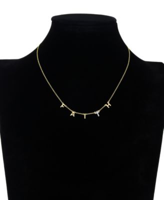 Two Tone "FAITH" Cubic Zirconia Cross Necklace