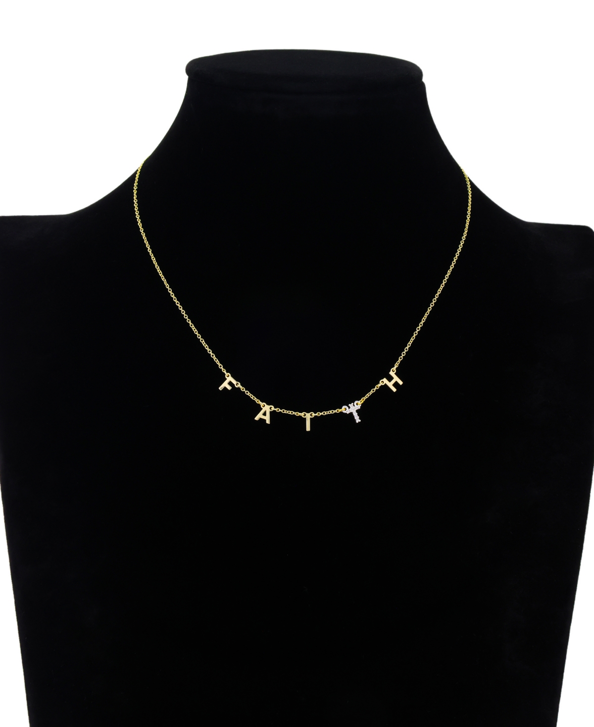 Unwritten Two Tone Faith Cubic Zirconia Cross Necklace With Extender In Yellow