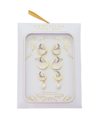 Cubic Zirconia and Freshwater Mother of Pearl Endless Hoop Earrings Set