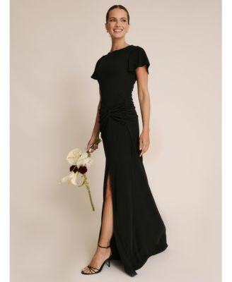 Women's Knot Panel Flutter Sleeve Stretch Dresses