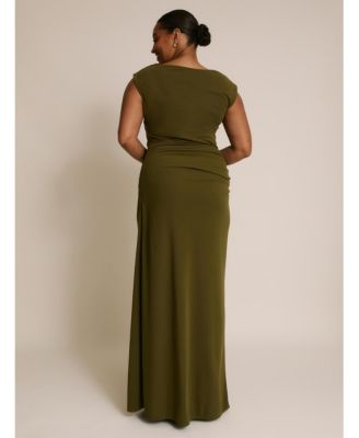 Women's Cowl Gathered Short Sleeve Bridesmaid