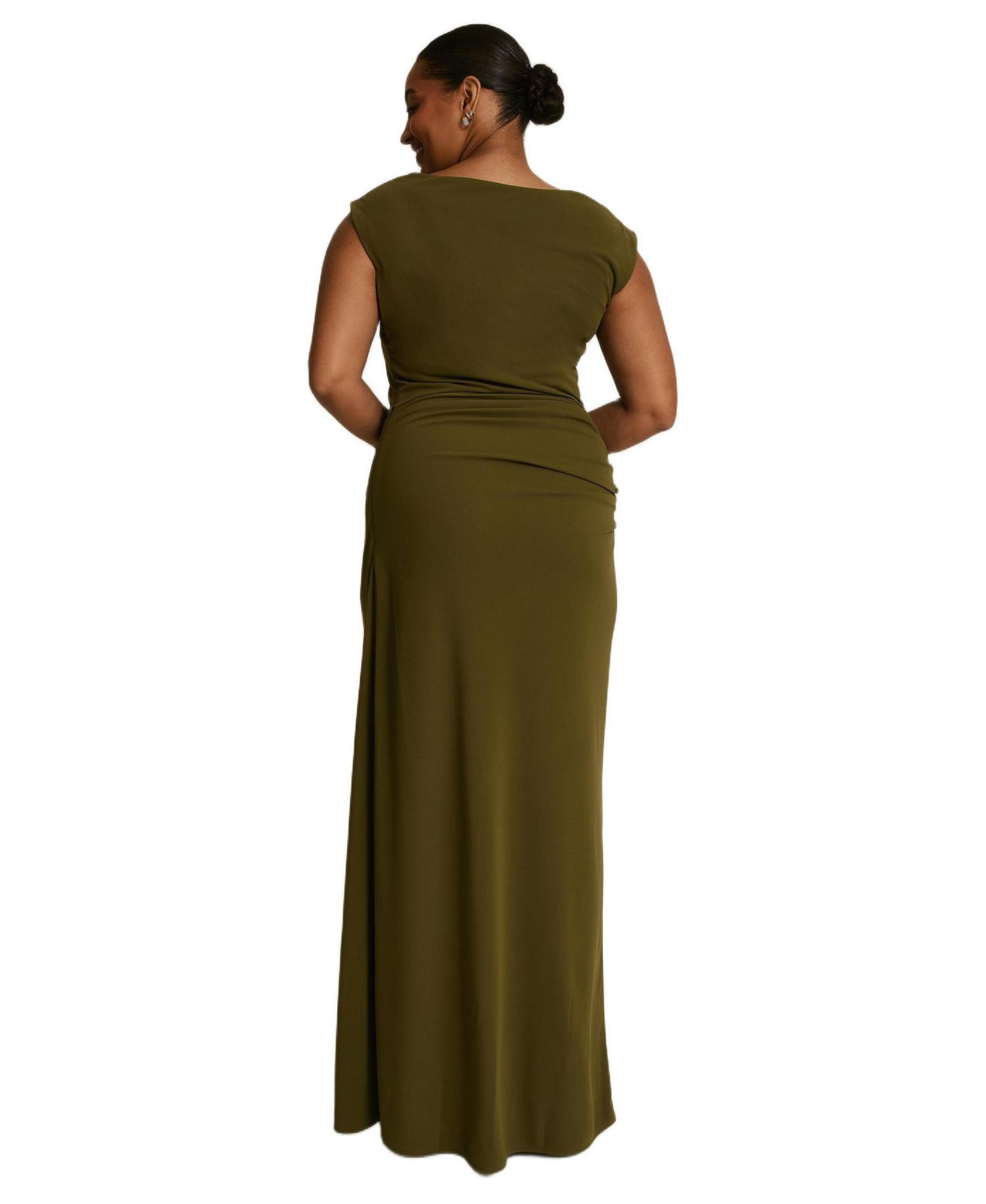 Women's Cowl Gathered Short Sleeve Bridesmaid