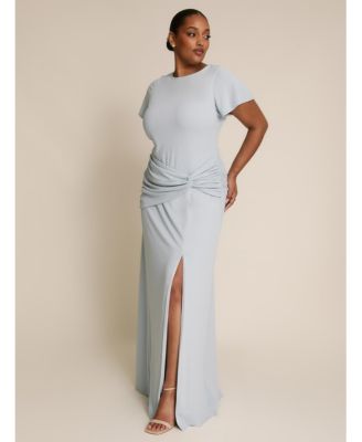 Women's Knot Panel Flutter Sleeve Stretch Dresses